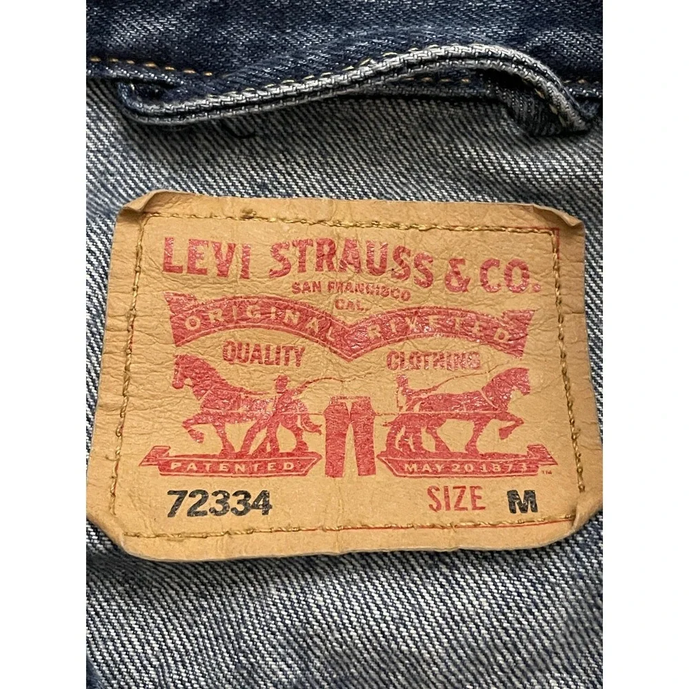 Levi's Jacket Mens Medium Blue‎ Denim Bomber Button Front Pockets Casual 72334